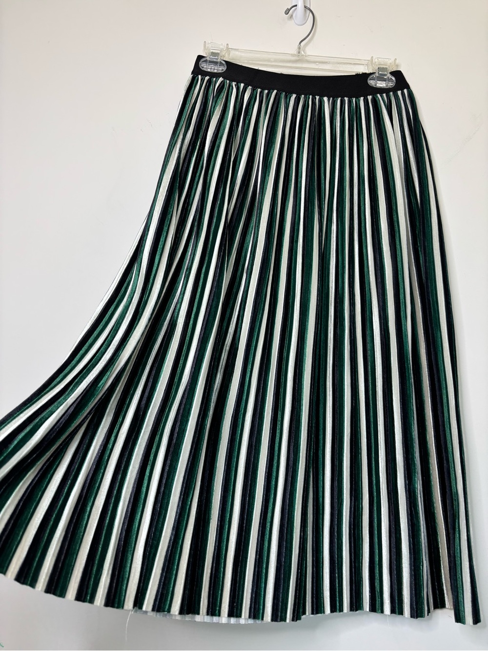 Renee C. Skirt Accordion Pleated Midi Velvet Small Preppy Academia